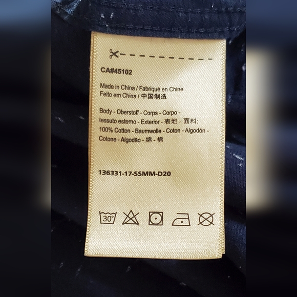 Scotch & Soda Essential Collarless Button Down Shirt, Navy/White Speck, Med, EUC - Picture 15 of 16